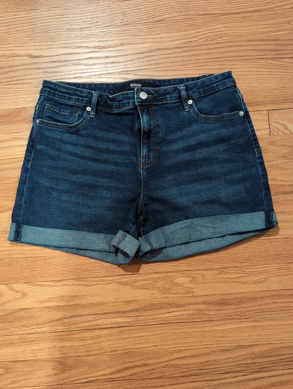 Hudson Jeans Dark Blue Cuffed Denim Shorts - Women's